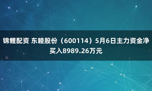 锦鲤配资 东睦股份（600114）5月6日主力资金净买入8989.26万元